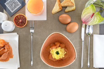Smoked salmon and scrambled eggs